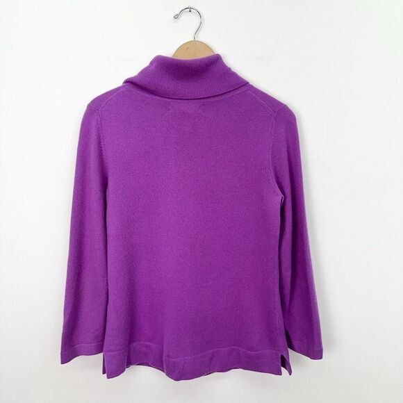 Jones New York Women’s Purple Cashmere Button Detail Funnel Neck Sweater - Picture 2 of 5